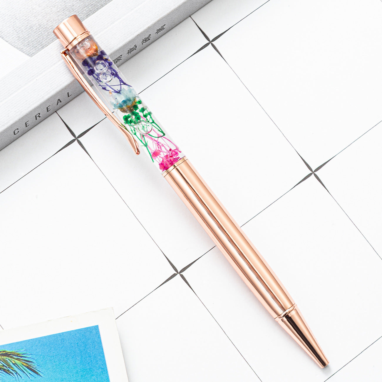 Wholesale Metal Crystal Preserved Flower Ballpoint Pen